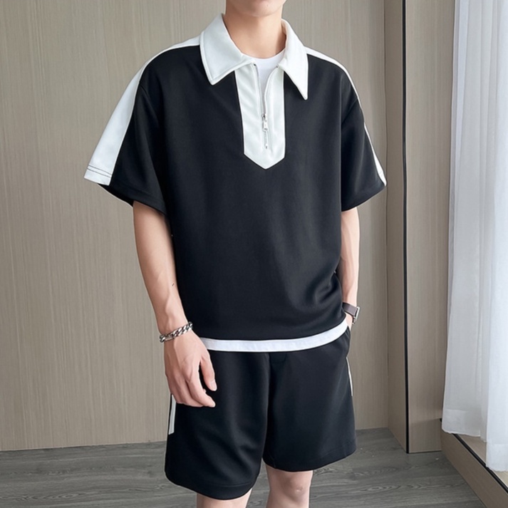 Bộ thun thể thao nam, bộ đồ nam cổ bẻ, đồ nam phong cách hàn quốc