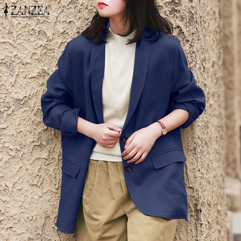 Áo khoác nữ ZANZEA dài tay cổ bẻ thiết kế thời trang thường ngày | BigBuy360 - bigbuy360.vn