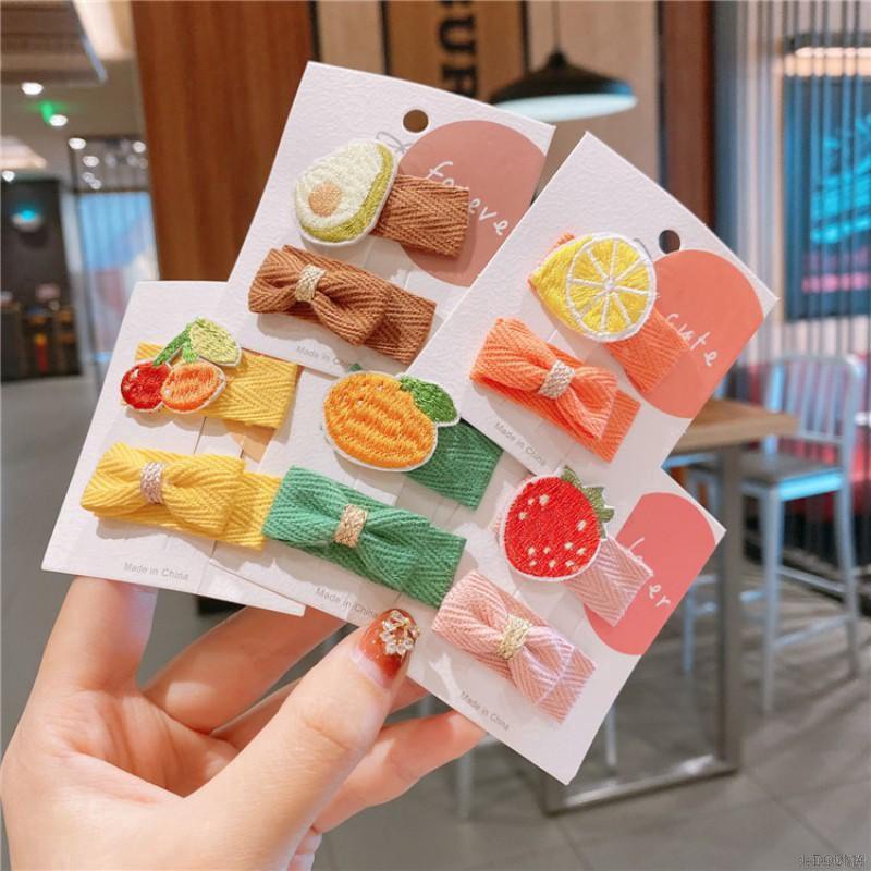 Kẹp tóc mái hoạ tiết thêu hình trái cây dễ thương thời trang Hàn Quốc cho bé gái
