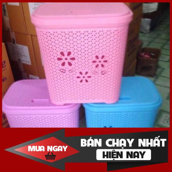 Giỏ đựng đồ có nắp hoa Việt Nhật - vật dụng sắp xếp đa năng-[LỚN]