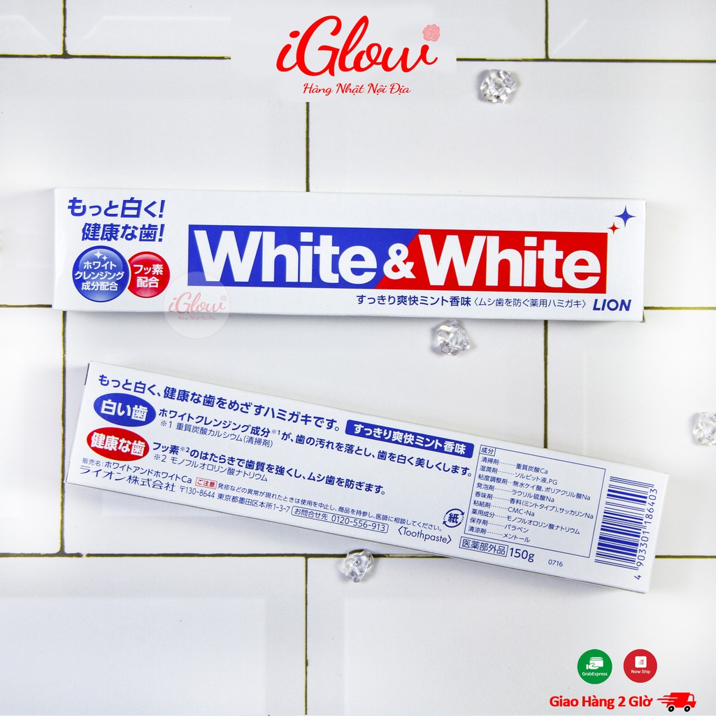 Kem đánh răng White &amp; White Nhật Lion 150g