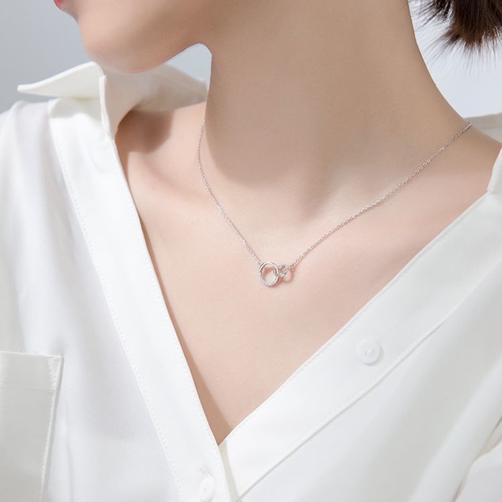 Vòng cổ Mặt Nhẫn Đôi Đính Kim Cương Thời Trang Cho NữYanqueens Quà tặng trang sức