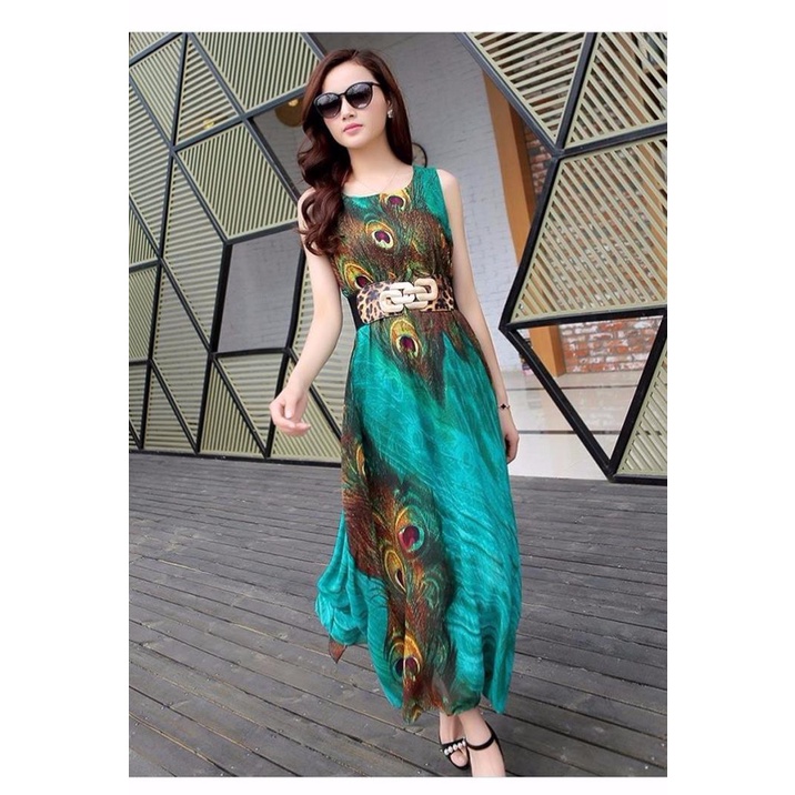 Đầm Maxi Chim Công