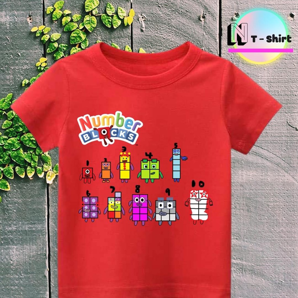 Áo thun cho bé trai và bé gái in hình hoạt hình Number Blocks dễ thương, chất liệu cotton mềm mịn thoáng mát NTShirt 03