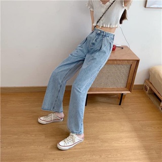 Quần bò ống rộng cạp ren