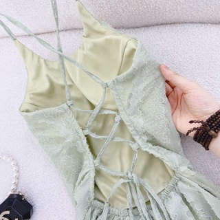 Đầm maxi yếm đan lưng H3748 (+hình thật trên sàn)
