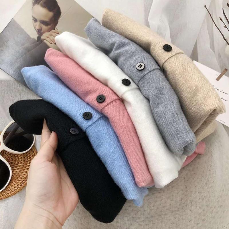 Áo Cardigan Dệt Kim Tay Dài Cổ Chữ V Màu Trơn Thiết Kế Đơn Giản Phong Cách Hàn Quốc Cho Nữ