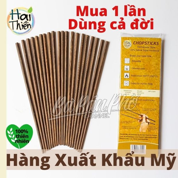 Đũa Gỗ Cây Kè HAI THIỀN Xuất Khẩu Mỹ -  Siêu Chắc Siêu Bền - Không Bất Kỳ Hóa Chất hay Chất bảo Quản nào