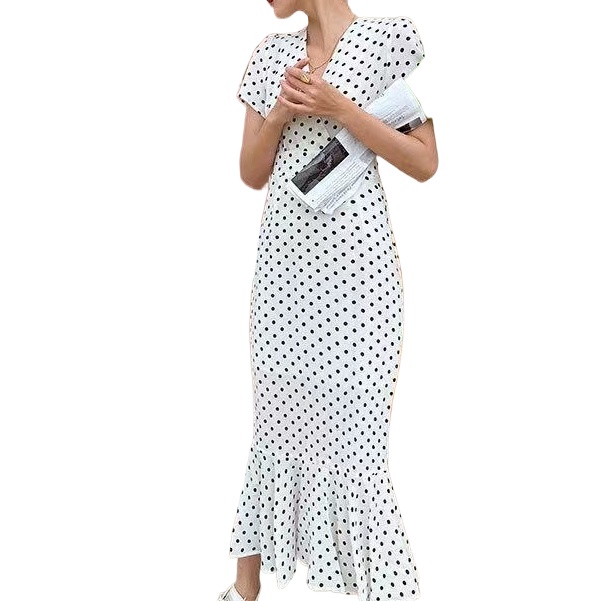 Đầm Nữ Cổ Chữ V Phong Cách Retro Thời Trang Hàn Quốc
