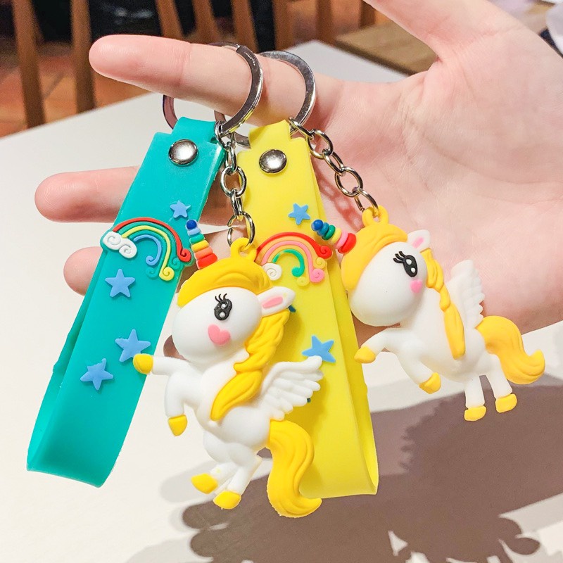 [Mới] Móc khoá Kỳ Lân mini màu sinh động kèm dây, phụ kiện balo, túi xách xinh xắn