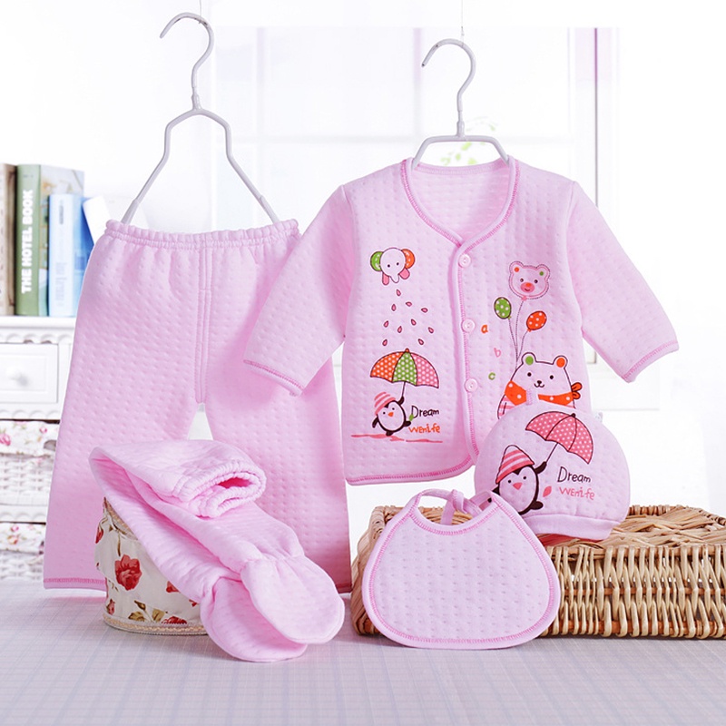 quần áo phù hợp cho quần áo sơ sinh mới sinh mũ mũ trẻ em yếm 5 cái mới biết đi quần áo cotton bộ AKKU