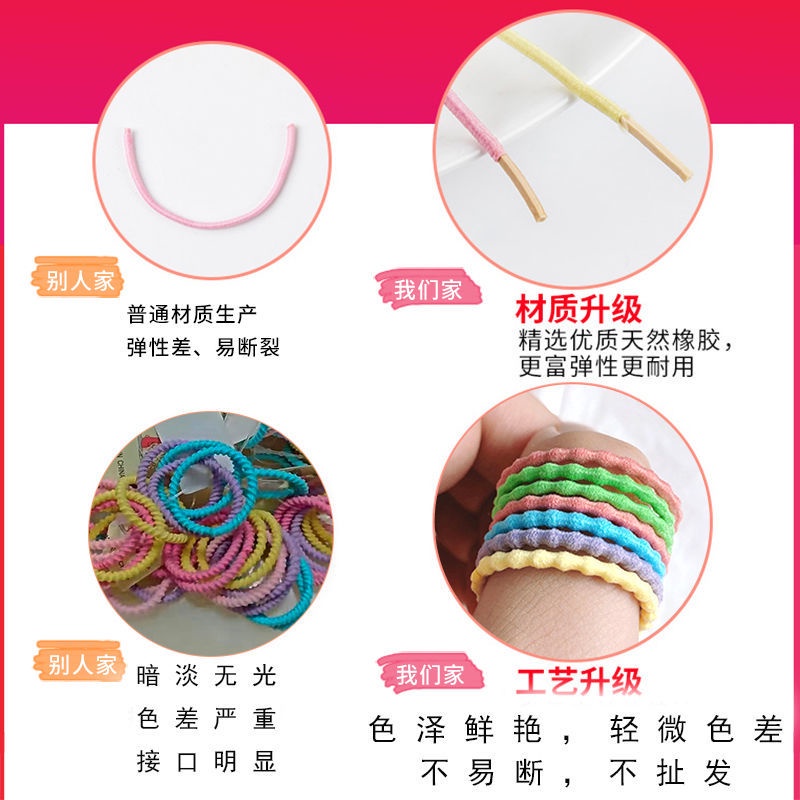 Set 300 Dây Thun Cột Tóc Co Giãn Tốt Không Đau Dành Cho Bé Gái Siêu Cưng