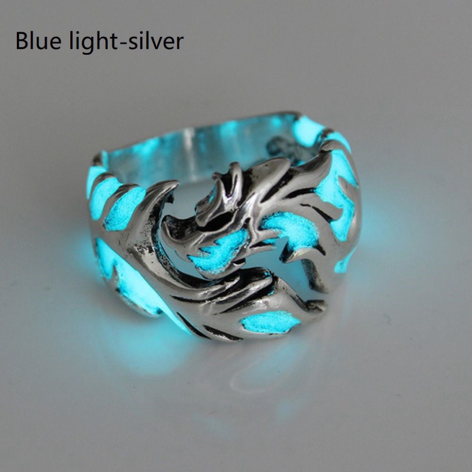 Sale 69% Nhẫn Hình Rồng Phát Sáng Trong Đêm Phong Cách Vintage, Blue light_Silver Giá gốc 48000đ- 20F52