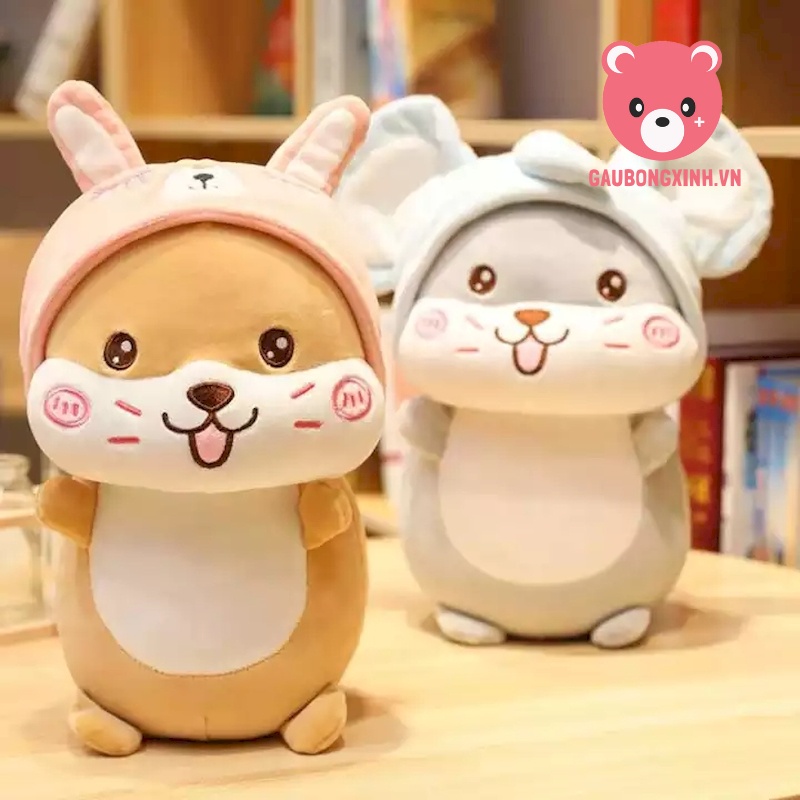 Gấu Bông Chuột Hamster Đáng yêu, Thú nhồi bông Chuột Đội Mũ Siêu cute, Quà tặng đồ chơi ý nghĩa