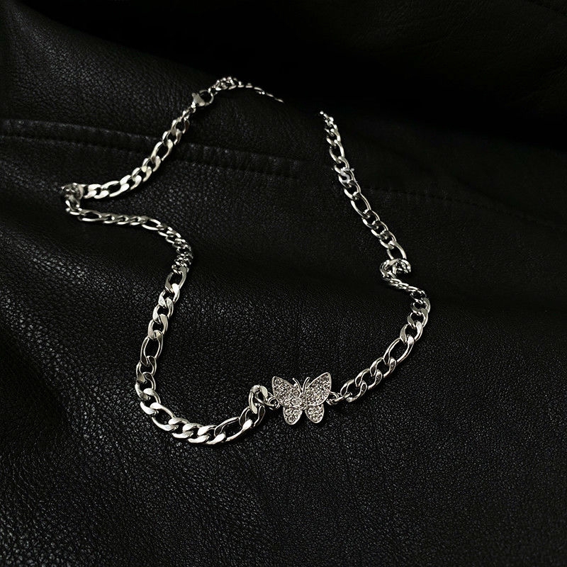 [Giao Hàng Miễn Phí] Vòng Cổ choker Mặt Hình Bướm Đính Đá Giả Kim Cương Phong Cách ins Phong Cách ins 22378