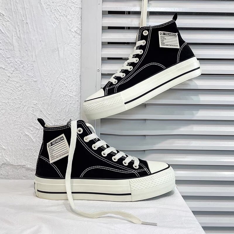 Giày Cvs nữ cao cổ độn đế Cao Cấp J322 - giày sneaker nữ cổ cao đế dày loại 1