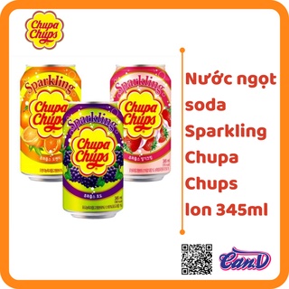 (3 vị) Nước ngọt soda Sparkling Chupa Chups lon 345ml