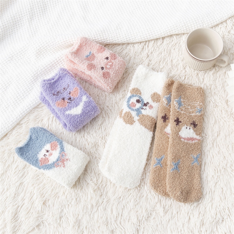Vớ cotton siêu mềm giữ ấm hình động vật hoạt hình thời trang hàn quốc