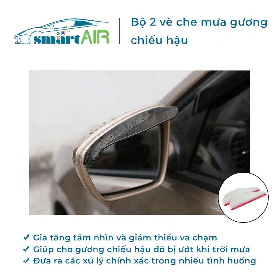 Vè che mưa ô tô dán gương chiếu hậu bộ 2 miếng