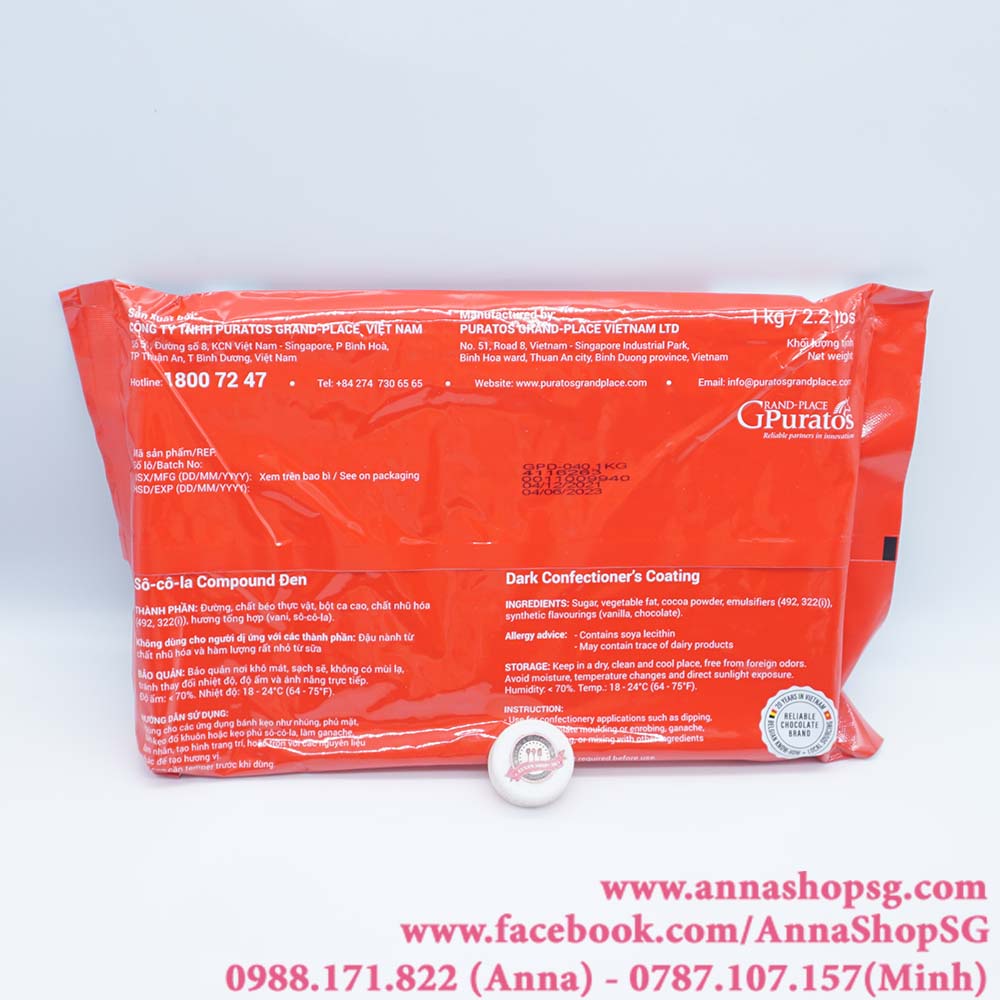 SOCOLA ĐEN GRAND PLACE  GÓI 1Kg