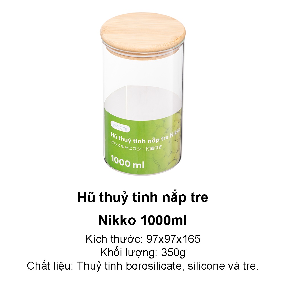 Hũ thủy tinh nắp tre Hộp đựng thực phẩm Nikko Inochi