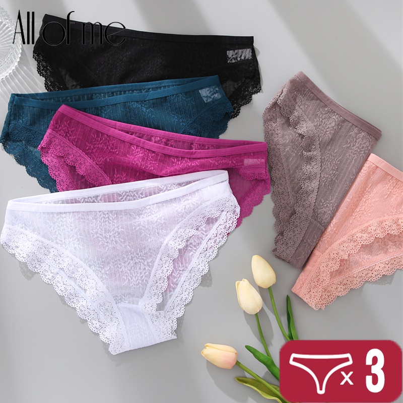 Cute Byte Bộ 3 Quần Lót Ren Hoa Lưng Thấp Quyến Rũ Dễ Thương Cho Nữ