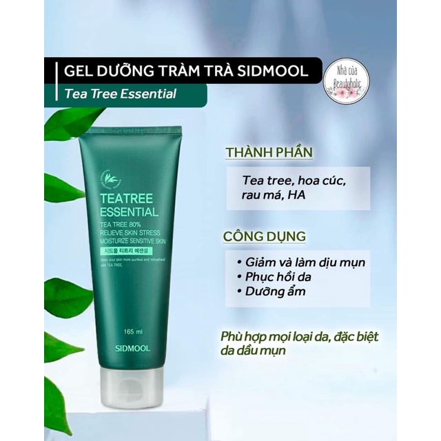 Gel dưỡng da dầu mụn SIDMOOL TEA TREE ESSENTIAL