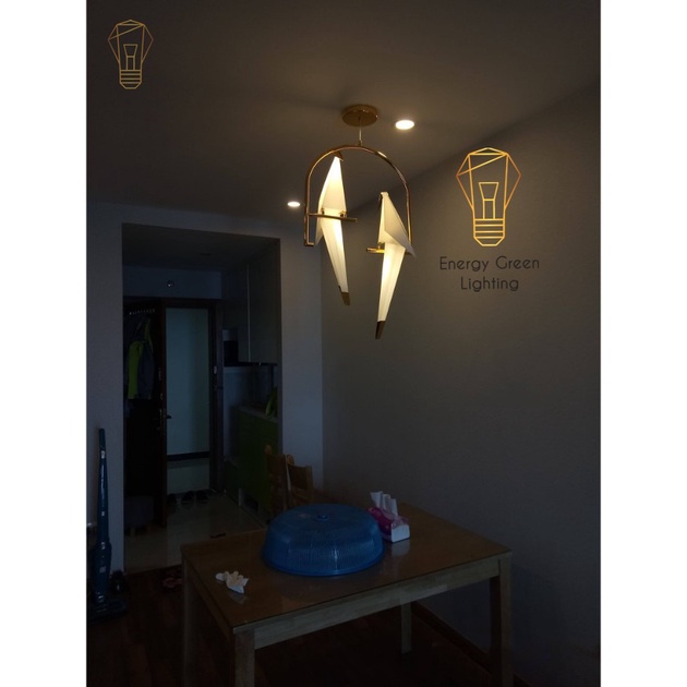 Đèn thả trang trí Energy Green Lighting hiện đại hình chim cao cấp phong cách Origami ( 2 chim )