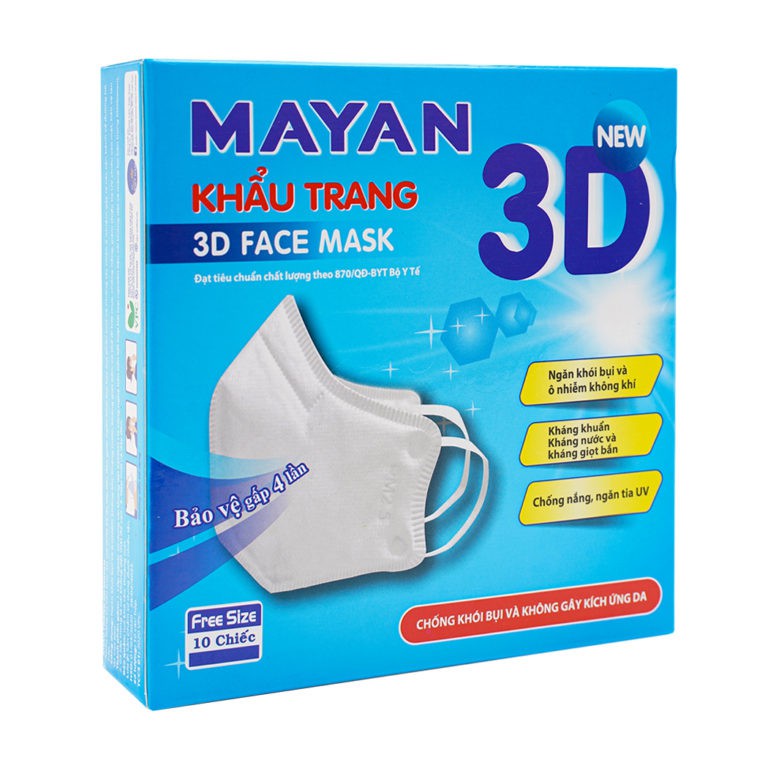 Khẩu trang Mayan 3D Người lớn (hộp 10 chiếc)