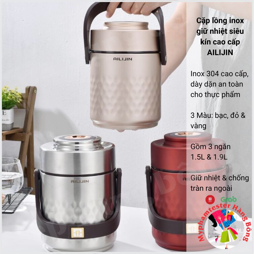 Cặp lồng inox cao cấp AILIJIN giữ nhiệt, chống tràn