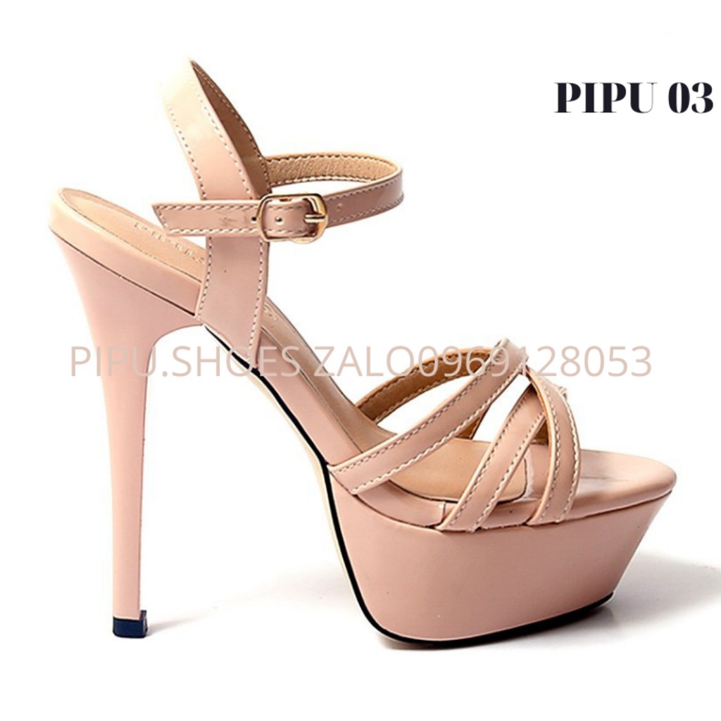 giày cao gót đế đúp 13cm &amp; 14cm ,sandals cao gót nữ trên 10cm giày cưới catwalk mũi 3 dây thời trang trẻ trung