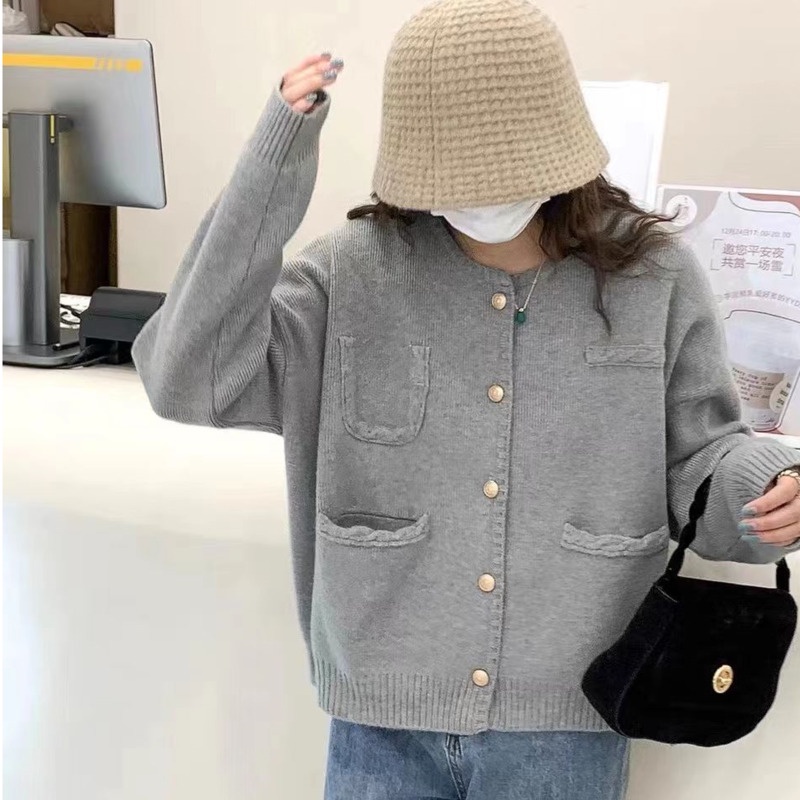 Áo Khoác cardigan Dệt Kim Dáng Rộng Phong Cách Hàn Quốc Thời Trang Thu Đông Cho Nữ