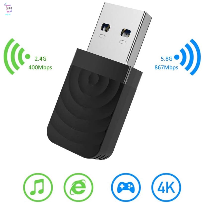 Usb Wifi mg 2.4 / 5.8ghz 1300mbps Cho Windowsxp / 7 / 8 / 8.1 / 10 Macos 10.9-10.14 @ My