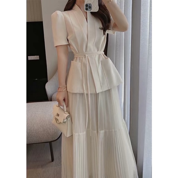 Set áo vest nữ +váy công sở ( Sẵn)