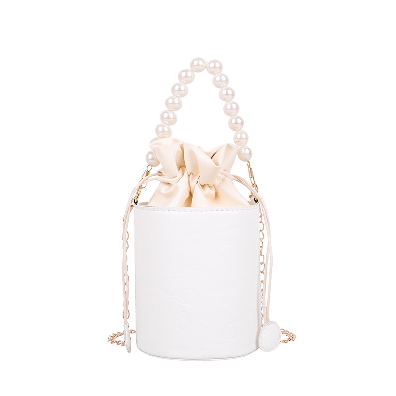 Túi đeo vai IELGY hình trụ đính ngọc trai hợp thời trang sang trọng cho nữ