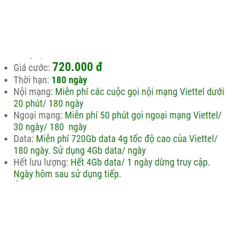 {Miễn phí gói 6/13 tháng đầu} Sim V120N Viettel Miễn Phí 120Gb Chỉ 90k Mỗi Tháng