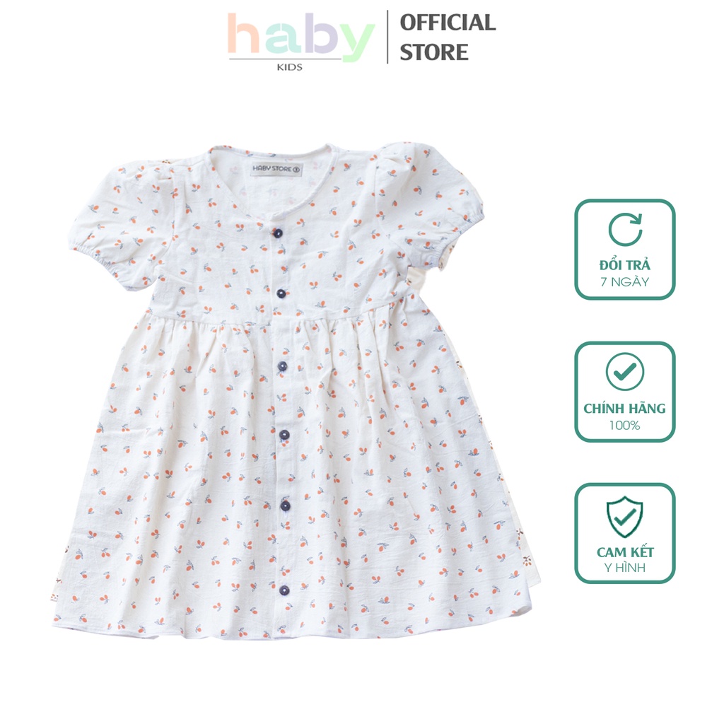 Váy bé gái chất thô đũi siêu mát in chanh cam nền be HABY KIDS