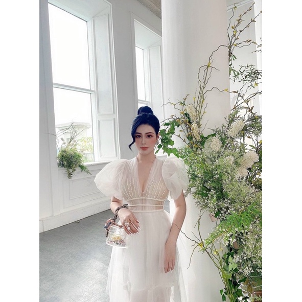 MS1223V ĐẦM XOÈ TẦNG ĐÍNH CƯỜM full S/M/L/XL