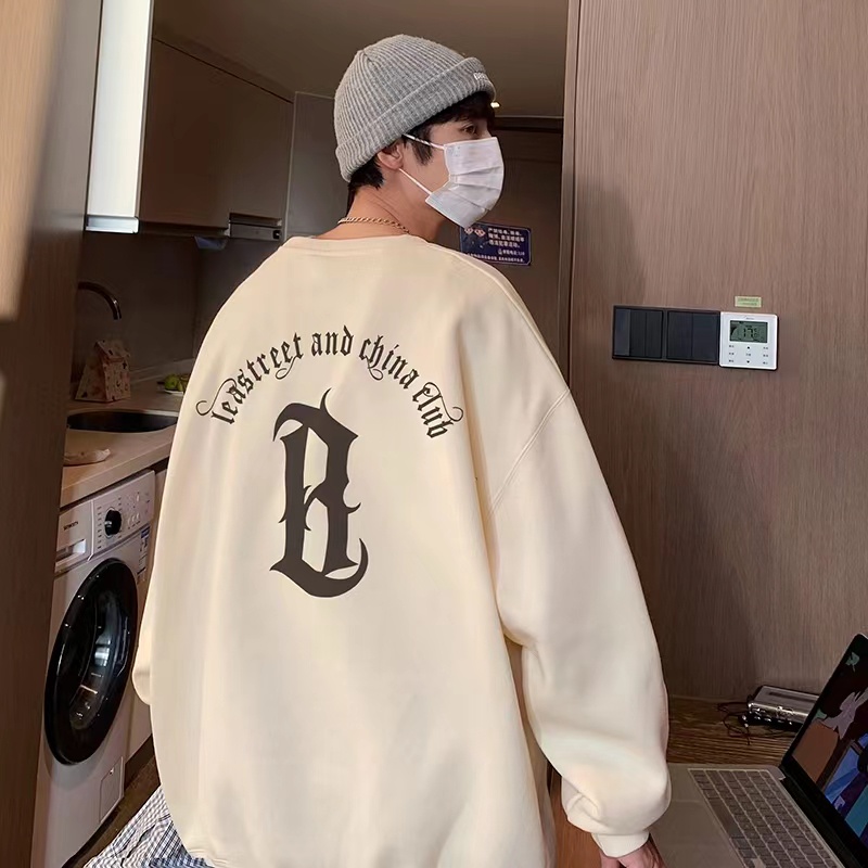 Áo hoodie ZHELIHANGFEI tay dài dáng rộng in họa tiết phong cách đi học thời trang trẻ trung