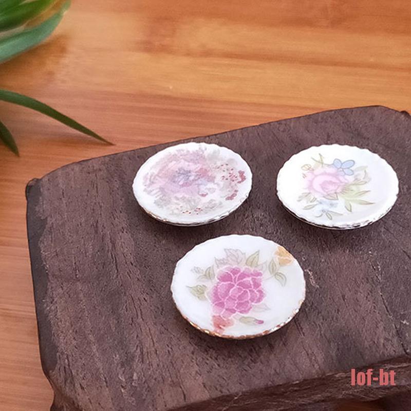 Bộ 2 Đĩa Sứ mini Tỉ Lệ 1 / 12 Trang Trí Nhà Búp Bê Xinh Xắn