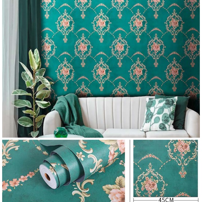 Decal giấy dán tường CHÂU ÂU XANH LÁ MỚI khổ 45cm keo sẵn