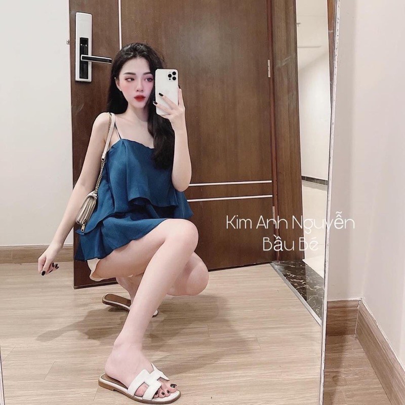 [Siêu Hot] Set 2 Dây Lụa Xanh Mix Quần Be Siêu Xinh , Bộ Nữ 2 Dây Đi Biển Có Ảnh Thật Kem Video | BigBuy360 - bigbuy360.vn