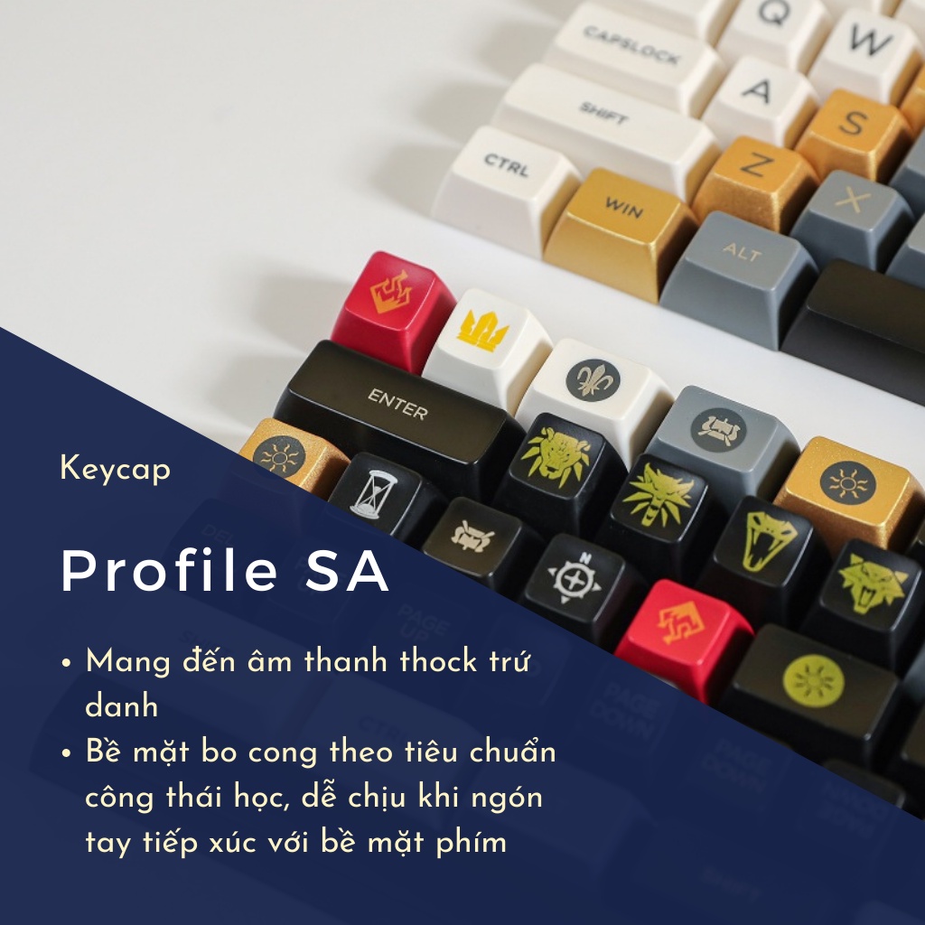 Bộ keycap SA Witcher tráng men siêu bền nút bàn phím cơ - Kicap