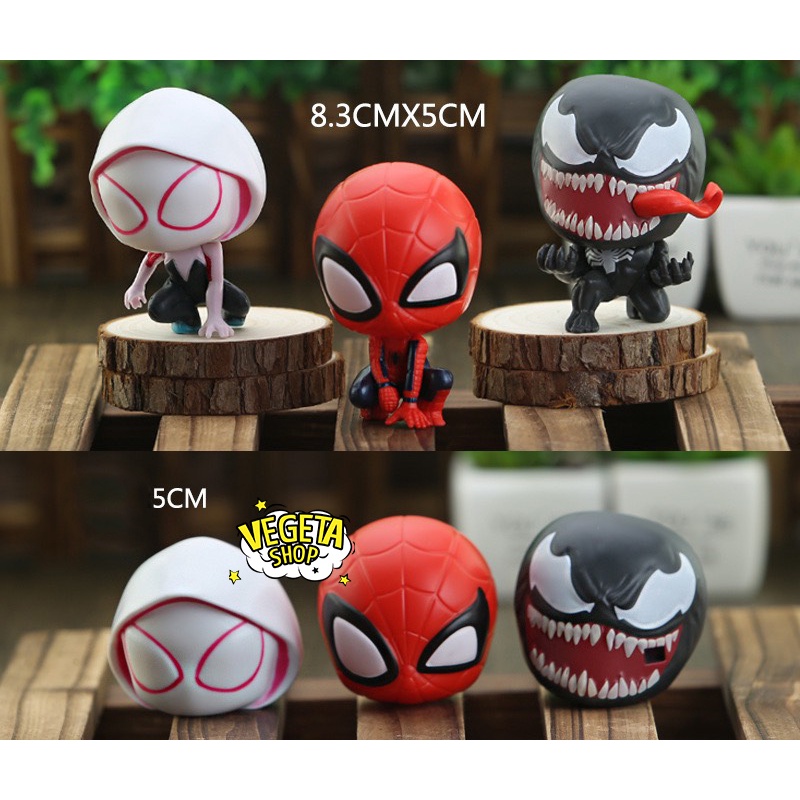 Mô hình Avengers Marvel DC - Mô hình Spider man Venom - Trứng Gacha lắp ráp tùy chọn mẫu Người nhện - 3 mẫu - Cao 8,5cm