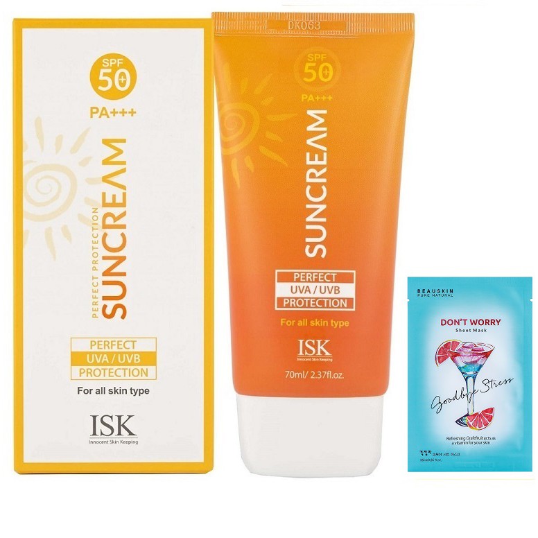 Combo Kem chống nắng lên tông trắng da Beauskin Rosedew Hàn Quốc 55ml/Hộp Và 1 mặt nạ Dont Worry Beauskin 23ml/gói