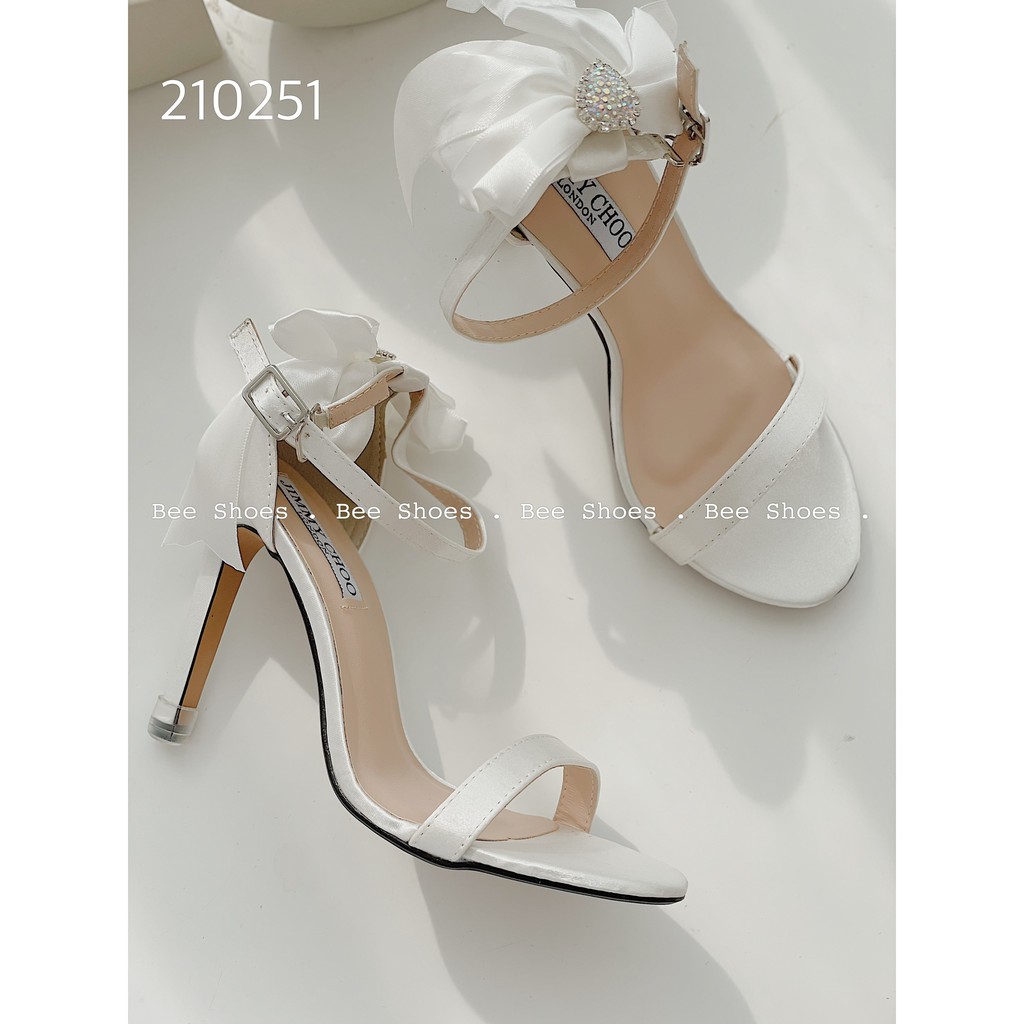 BEESHOES - SANDAL NỮ MŨI TRÒN QUAI NGANG TRƠN - SANDAL NỮ MŨI TRÒN GÓT NHỌN CAO 9 PHÂN SẴN MÀU ĐEN - TRẮNG - BE 210251