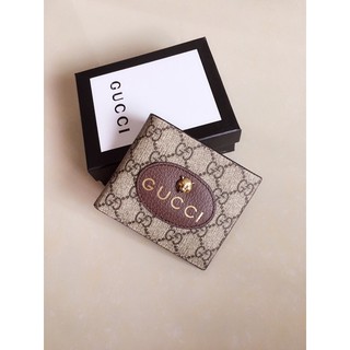 ví bóp mini nam đựng thẻ dáng gập logo đính mặt gucci GC GG
