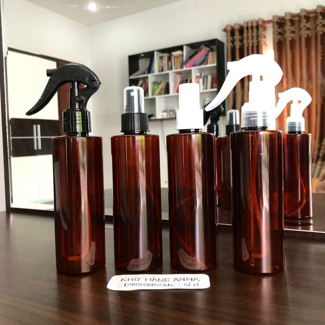 Chai nhựa màu nâu vòi Nhấn pump 500ml / 300ml 200ml / 150ml / 100ml / 50ml  - Vỏ chai Pet nâu Chiết Mỹ phẩm , sữa tắm
