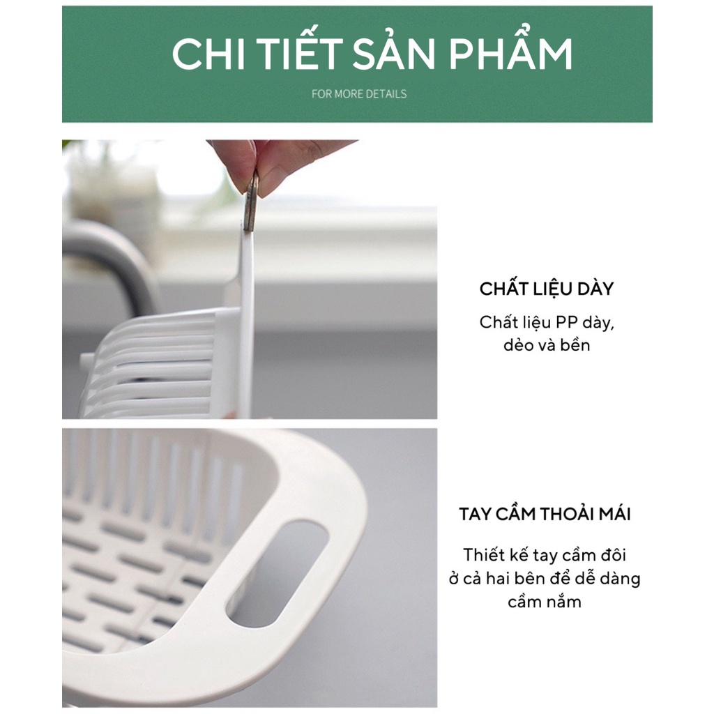 Rổ gác bồn rửa chén bát, rổ rửa rau củ gác bồn rửa chén đa năng nhựa dẻo màu trắng