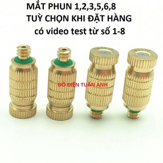 Đầu béc phun sương bằng đồng số 1,2,3,5,6,8 tuỳ chọn khi đặt hàng